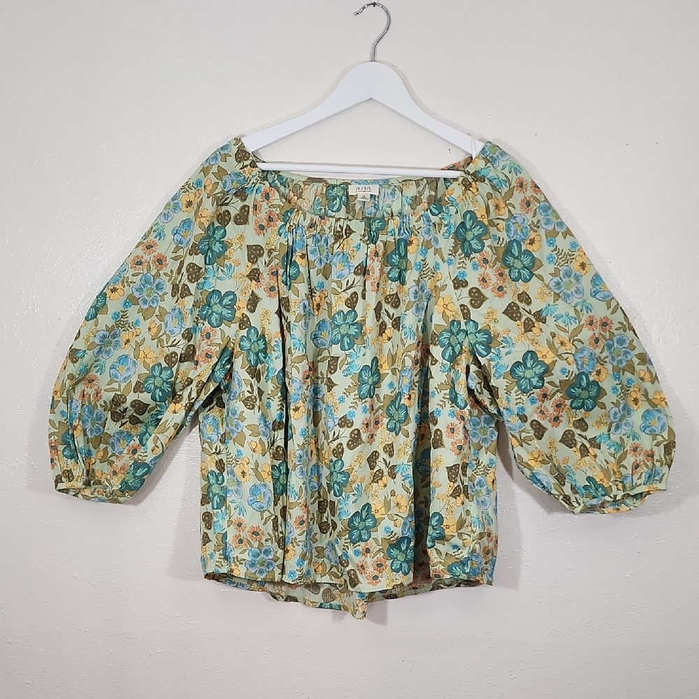 a.n.a Peasant Floral Print Blouse Size 1X